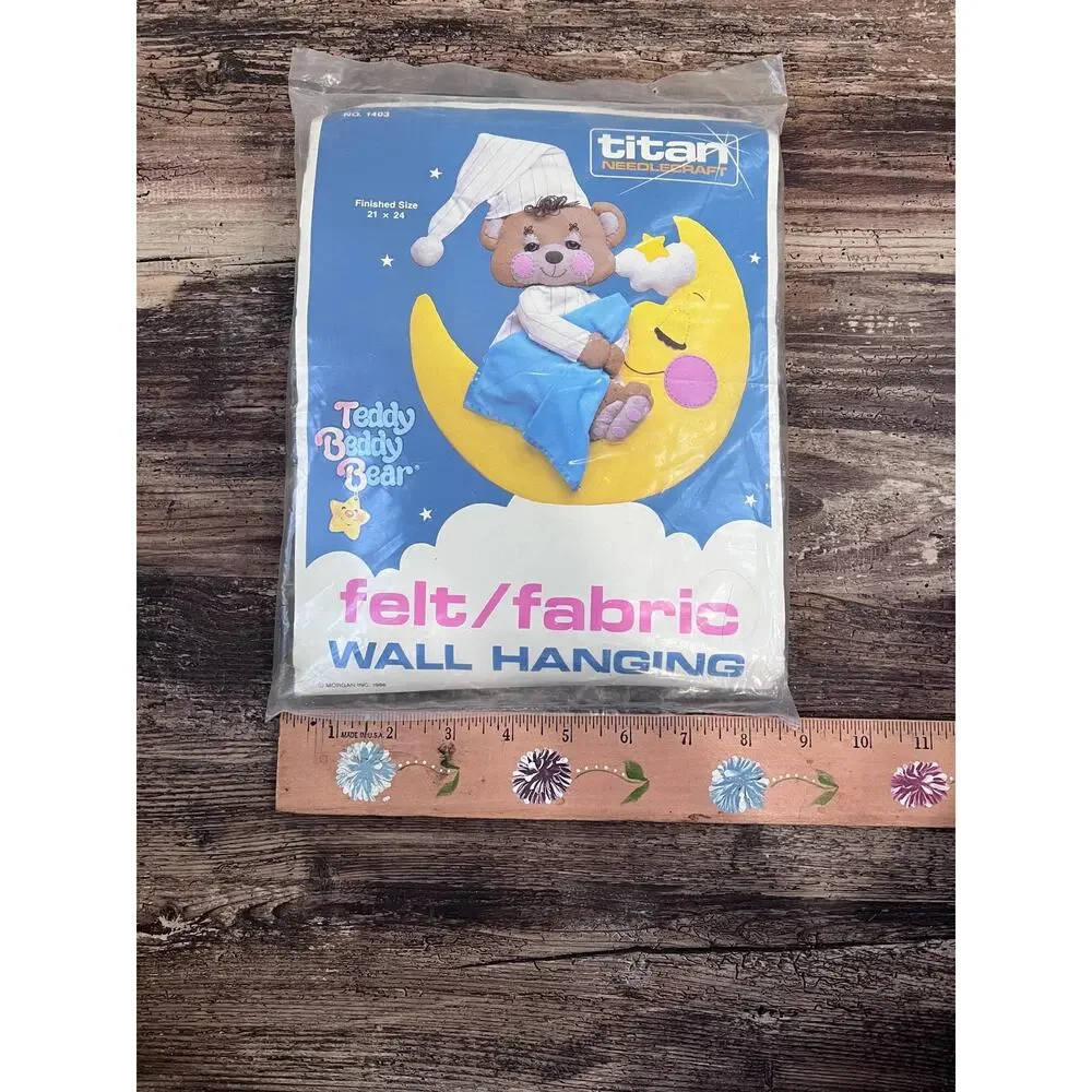Vintage 1986 Teddy Beddy Bear Wall Hanging Kit, Unopened Felt Craft Kit, NOS